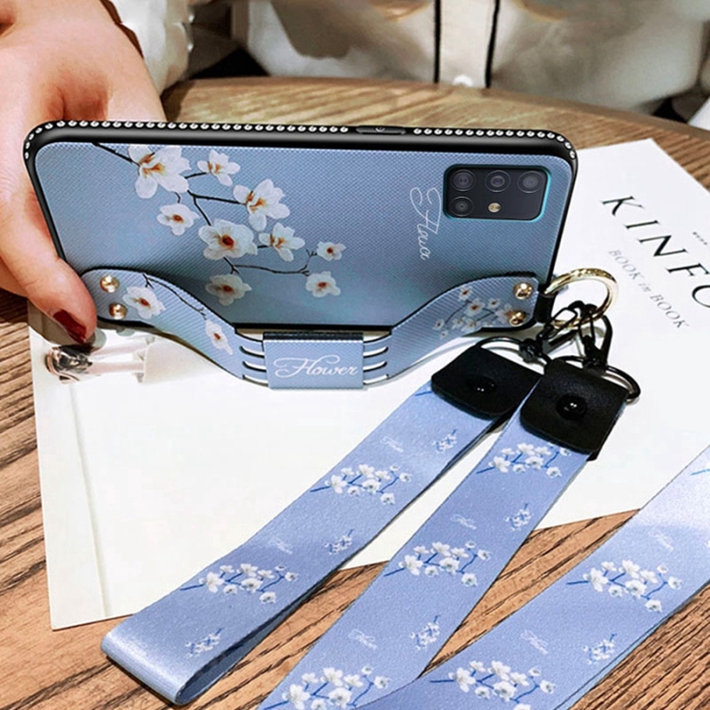 Ốp lưng silicon mềm hình hoa có dây cho Samsung Galaxy A51 A71 A10 A20 A30 A50S S20 Plus Note 10 Lite S10 Note 20  | BigBuy360 - bigbuy360.vn