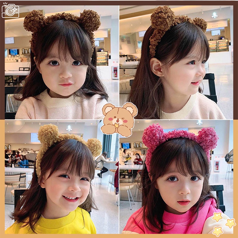 Băng Đô Vải Len Lông Cừu Hình Gấu Dễ Thương Cho Bé Gái