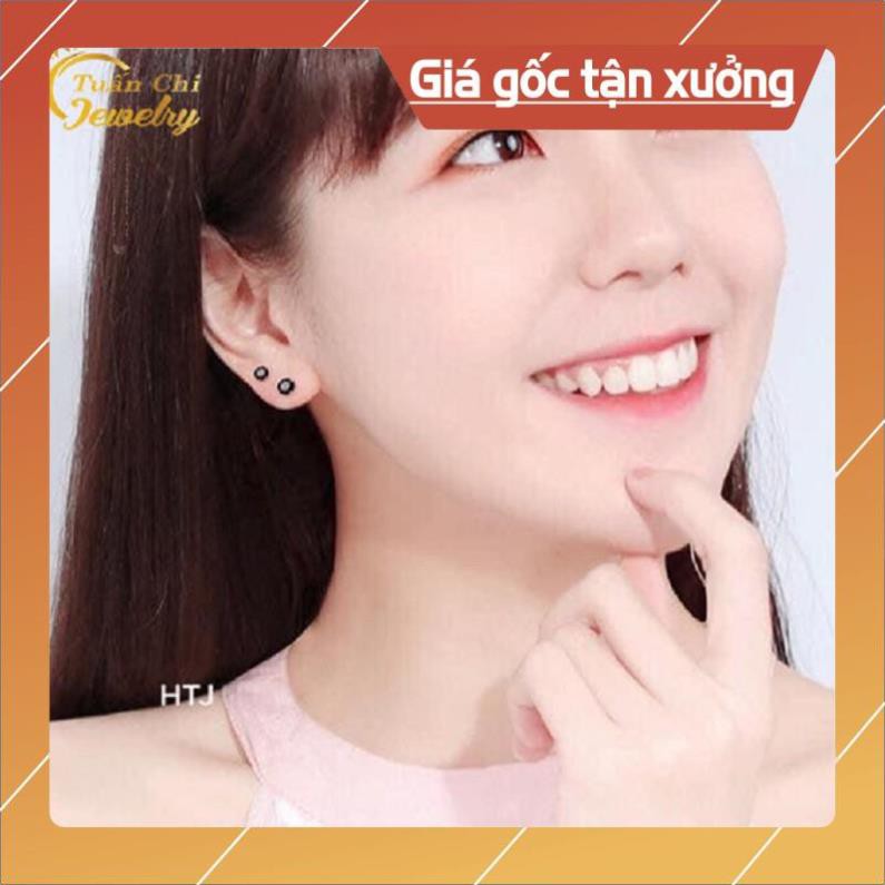 Bông Tai Bạc ⚡SALE SỐC⚡ Khuyên Tai Nụ Đá Tròn Kiểu Dáng Đơn Giản, Điểm Nhấn Đẹp Nhẹ Nhàng  FREE SHIP TOAN QUOC