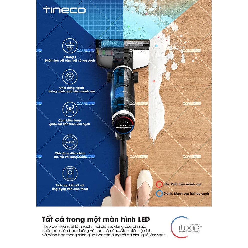 Combo Máy Lau Sàn Thông Minh Tineco Floor One S3 + Trục Lăn + Nước lau sàn