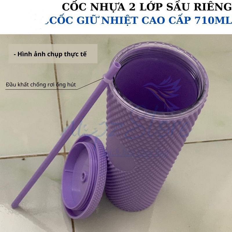 Cốc Tập Uống Có Starbucks-Hoa Văn Sầu Riêng Thiết Kế Vỏ Ống Hút Độc Đáo Tặng Bình Nước 473Ml/710Ml @ RUNA @ RUNA