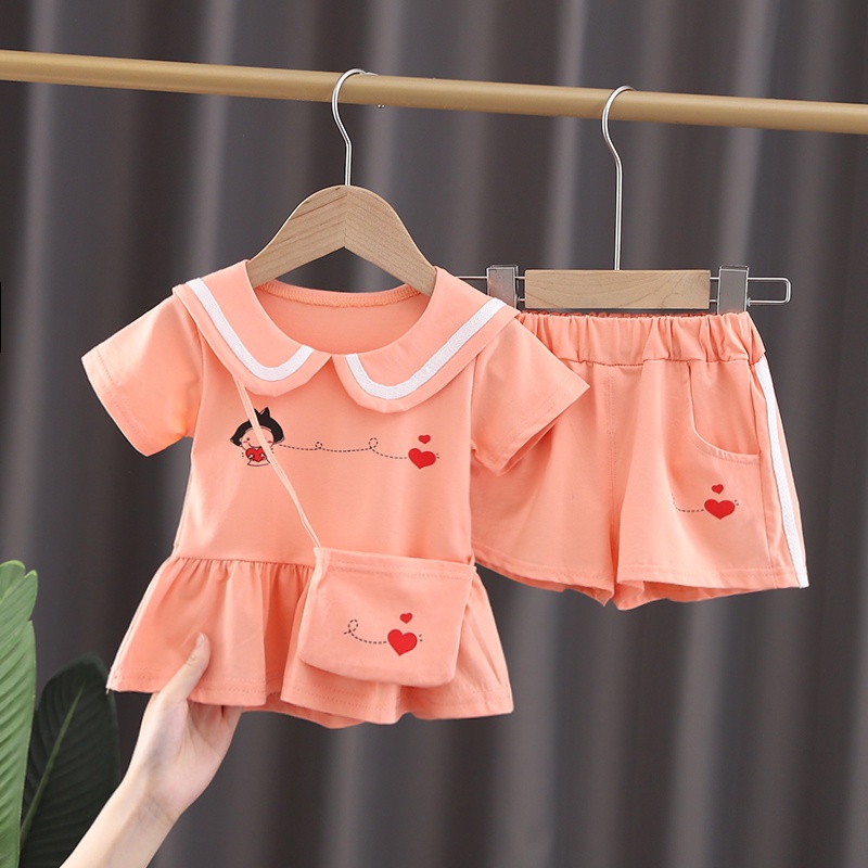 0 - ⚡ SIÊU SALE ⚡ - Bộ mùa hè bé gái cotton mát đẹp - HG100