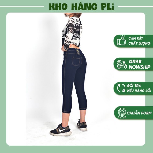 Quần Legging giả jean 💖HÀNG LOẠI 1💖 legging lửng chất liệu thun giả jean 2 da dày dặn