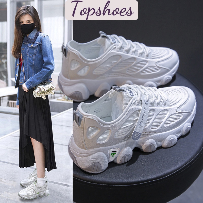 Giày sneaker nữ mùa hè lưới thoáng khí vải cao cấp màu trắng siêu mát hot 2023 Top Shoes Size 36-40 (025)