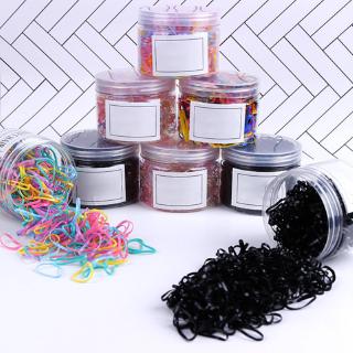 Hộp 500/1000 Dây Thun Buộc Tóc Bằng Cao Su Dày Dặn Màu Đen Trơn Phân Hủy Được Dành Cho Bé