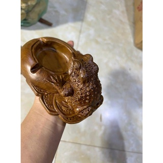 Gạt tàn cóc gỗ bách xanh liền khối
