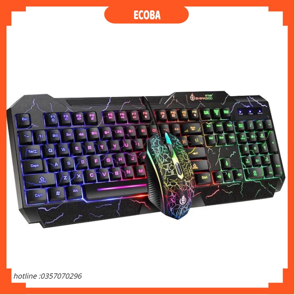 Bàn phím chuột led chơi game giả cơ Zornwee Shipado FV Q058 cổng USB  siêu nhạy siêu đẹp ECOBA