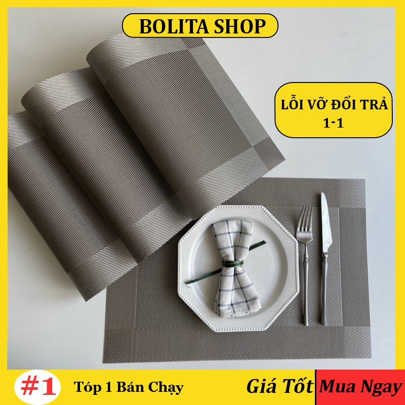 Tấm lót bàn ăn cách nhiệt cao cấp PVC 2 mặt chống nước, miếng lót bàn ăn chữ nhật bằng nhựa OUOUDECOR