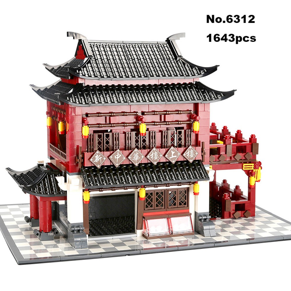 Lắp ghép Mô hình Wange City Architecture Coffee Auto Repair Shop BBQ DIY Small Particle Quán cà phê Cửa hàng sửa chữ