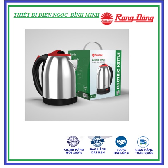 [Chính Hãng] Ấm siêu tốc đun nước Rạng Đông 1,8L siêu bền, cách điện an toàn, inox 304 [Sale off]