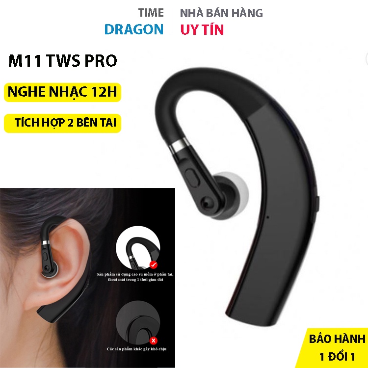 Tai nghe blueooth một bên không dây thể thao M11 TWS nghe nhạc chống ồn, pin trâu nghe 12 h liên tục