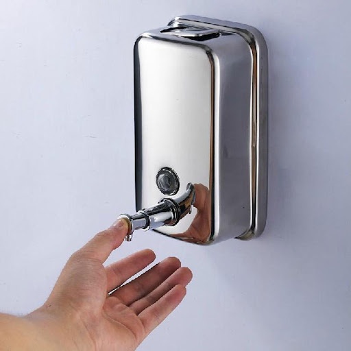 Hộp chứa nước rửa tay, dầu gội, sữa tắm, nước rửa bát... Chất liệu inox không gỉ (loại khoan tường) - HV Store 040