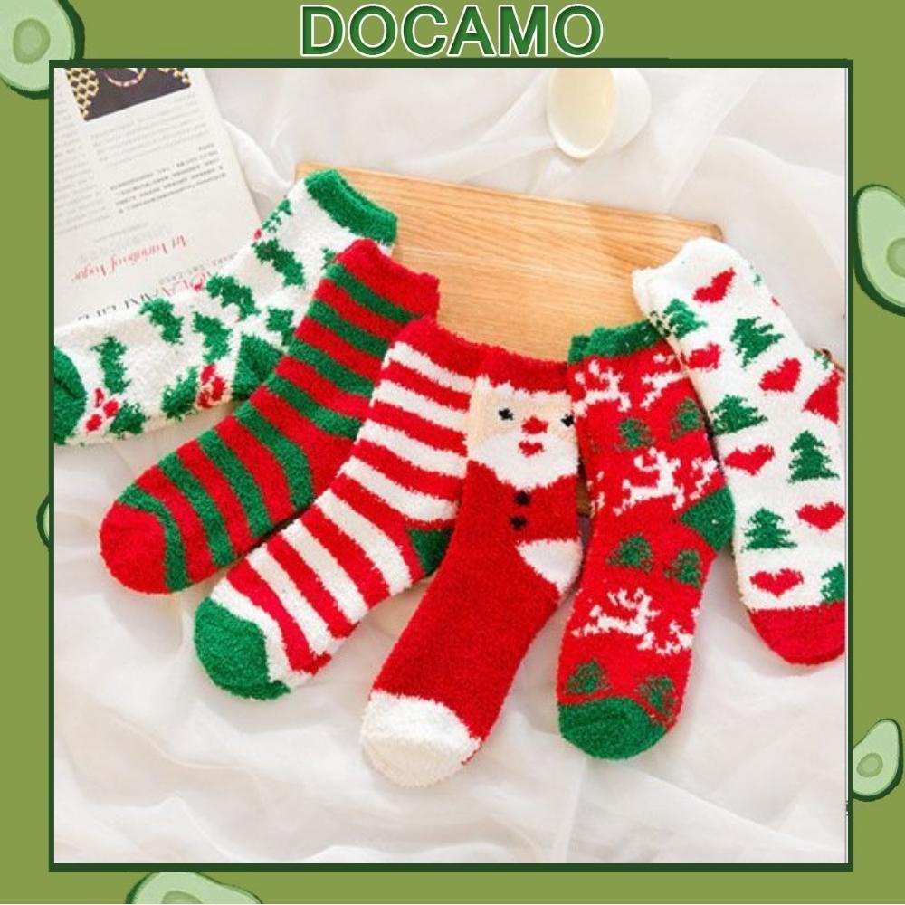 Tất cổ cao Docamo vớ len lông cừu họa tiết giáng sinh ấm áp TN135