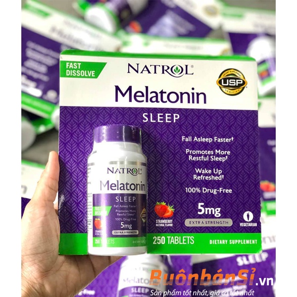 Viên ngậm ngủ ngon Natrol Melatonin Sleep 5mg