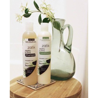 Dầu gội xả hữu cơ giúp tóc khỏe và sáng bóng Zatik 320ml (công thức chứa dầu thì là đen và oliu)