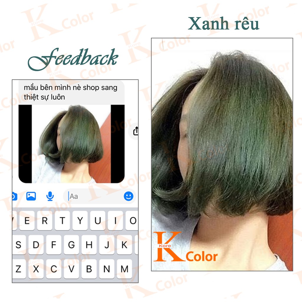 Thuốc nhuộm tóc Xanh Rêu không tẩy sử dụng tại nhà nhiều thảo dược giá rẻ kcolor