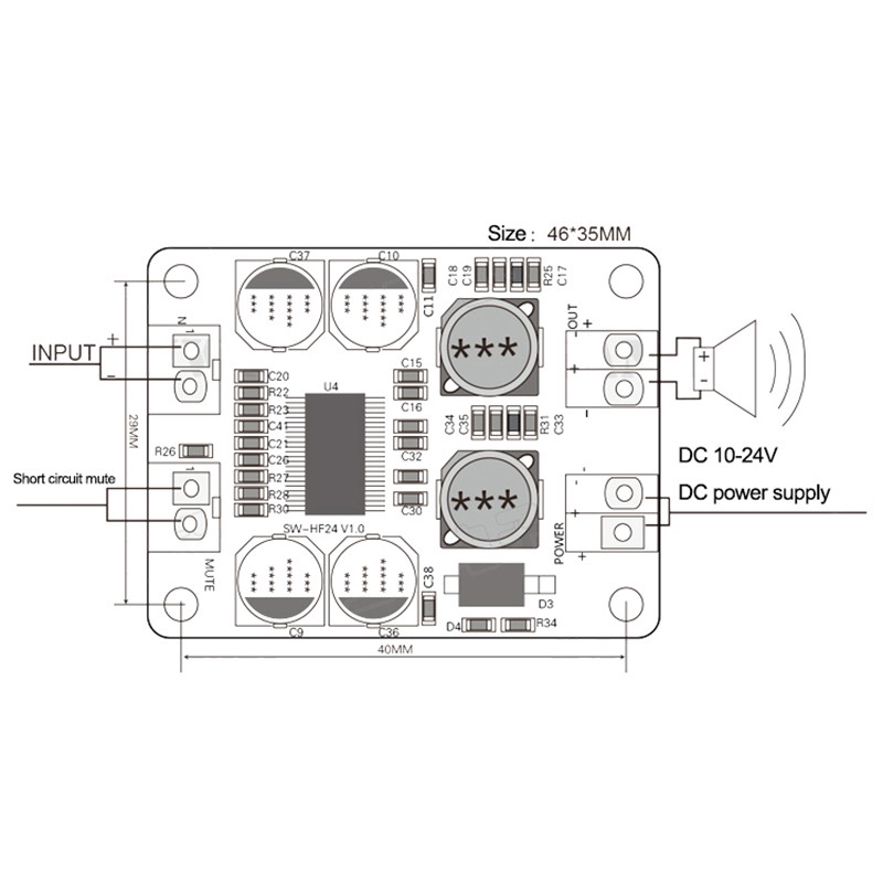 Bảng Mạch Khuếch Đại Âm Thanh Kỹ Thuật Số tpa3118 PBTL 1x60W 60W 4-8 tpa3118