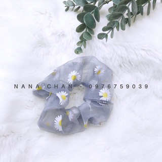 [I032] Buộc tóc scrunchies voan hoa cúc