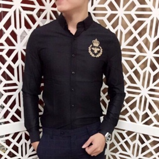 Sơ mi nam dài tay in huy hiệu mẫu 2018