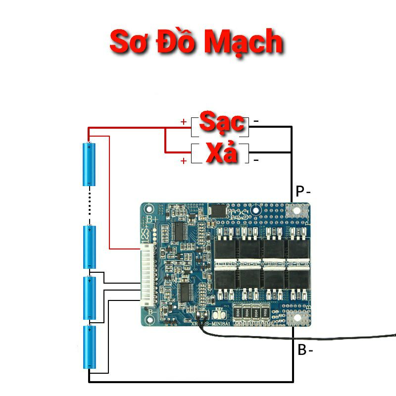 Achun.vn - MẠCH BẢO VỆ PIN SẮT 12S - 36V  XẢ 30A - CÂN BẰNG 35MA CHO PIN HỆ SẮT 3.2V