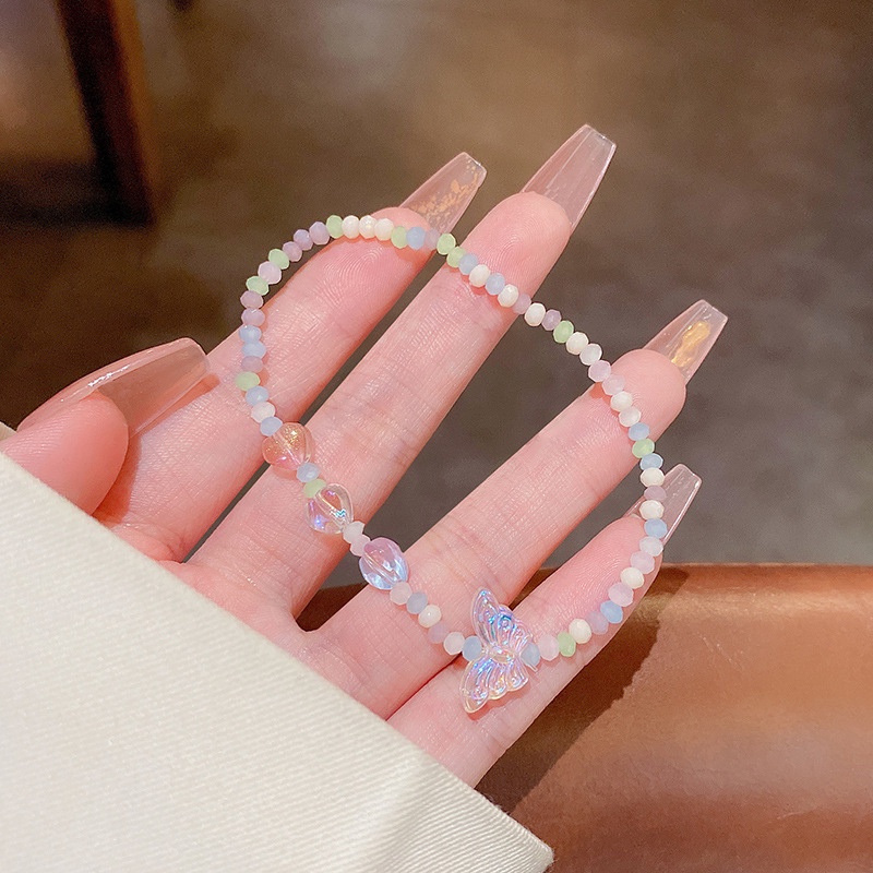 Vòng Tay Chuỗi Hạt Acrylic Mặt Hình Bướm Nhiều Màu Ngọt Ngào Cho Nữ