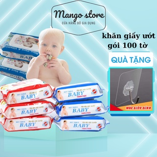 Khăn giấy ướt đa năng nhỏ gọn lau mặt thương hiệu Thiên Phúc gói 100 tờ MANGO STORE 01