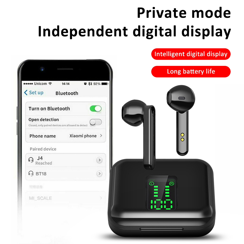 Tai Nghe Nhét Tai Q5 Tws Bluetooth 5.0 Không Dây 9d Chống Thấm Nước Kèm Hộp Sạc Và Micro Tiện Dụng