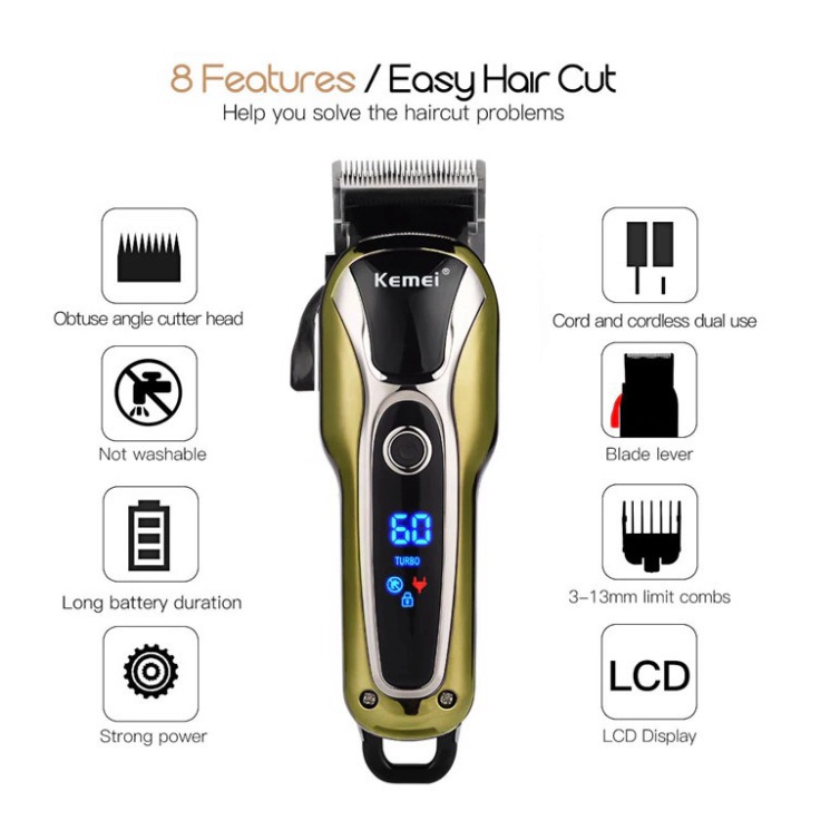 Tông đơ cắt tóc KM-1990 chuyên nghiệp, tăng đơ cắt tóc cao cấp cho gia đình