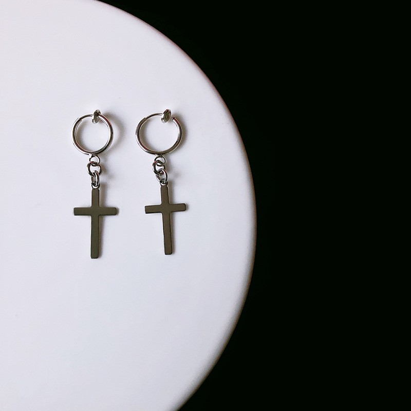 Khuyên tai hình chữ thập thiết kế cá tính độc đáo Harajuku