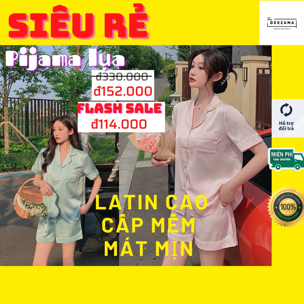 Đồ ngủ lụa pijama nữ đùi, đồ bộ ngủ lụa latin cao cấp, đồ mặc nhà THE BEEZAMA.