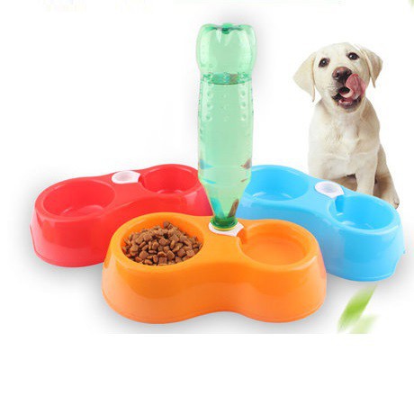STHA- Bát ăn đôi cho chó mèo bằng nhựa cao cấp (2 loại) chén ăn nhựa đôi thú cưng dưới 5kg