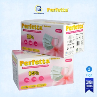 2 Hộp khẩu trang y tế 3 lớp dành cho nữ Perfetta Moderate Ladies