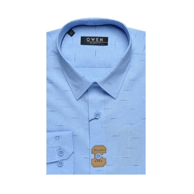 Áo Sơ Mi Nam Dài Tay Owen AR23382D Somi Công Sở Cao Cấp Màu Xanh Dương In Họa Tiết Dáng Suông Không Túi Chất Sợi Tre | BigBuy360 - bigbuy360.vn