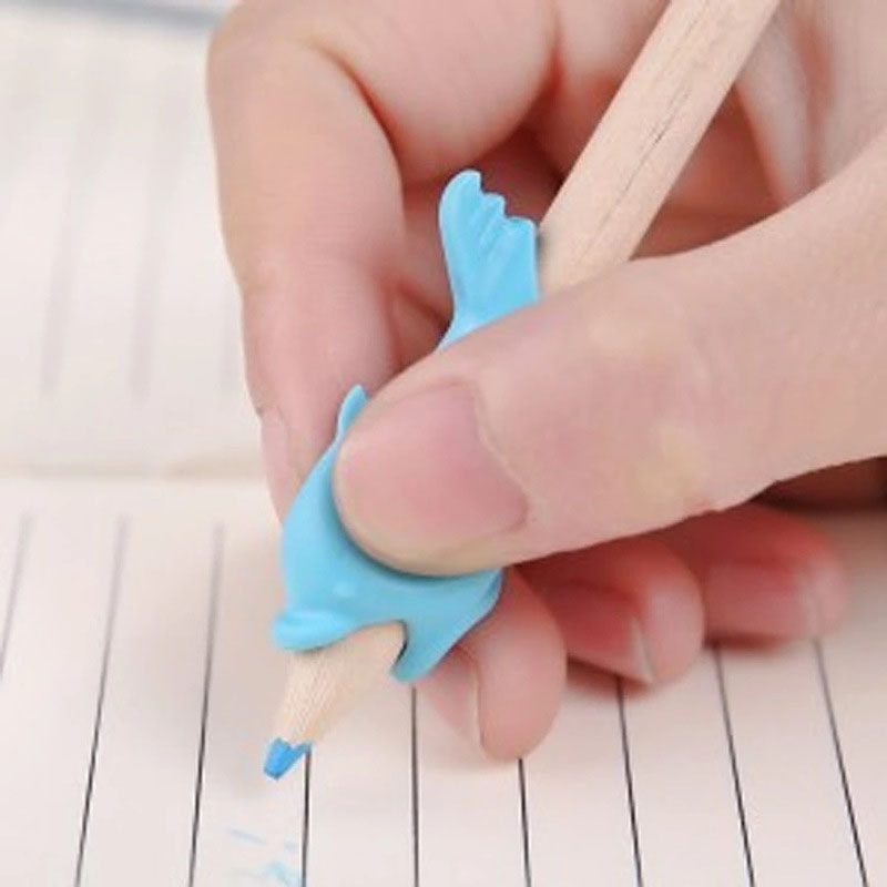Set 10 miếng silicone hình cá heo giữ bút chì chống trượt khi viết