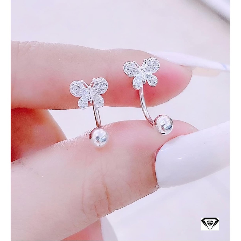 Bông tai nữ bạc ta mẫu 2in1 trẻ trung,MS50,Vàng bạc an chi