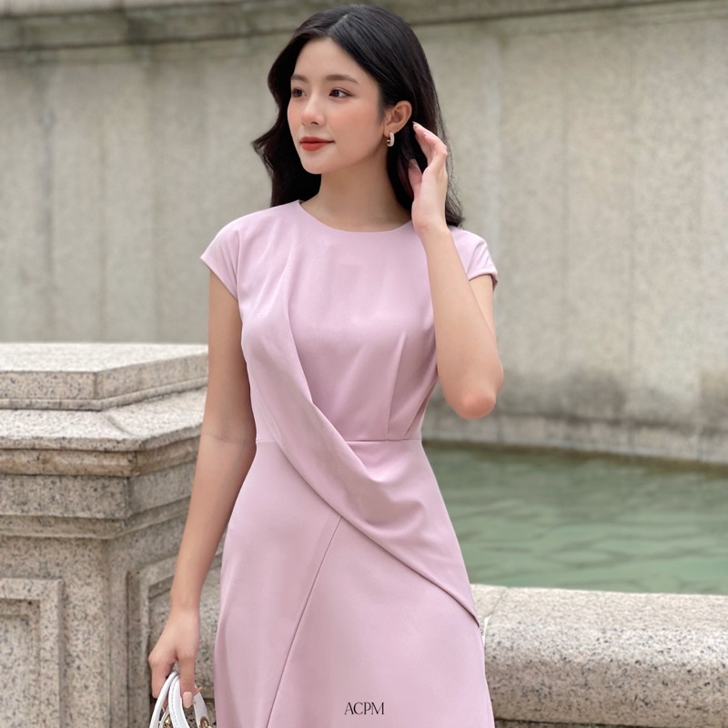 Luna dress / Đầm midi ngắn tay nhún eo