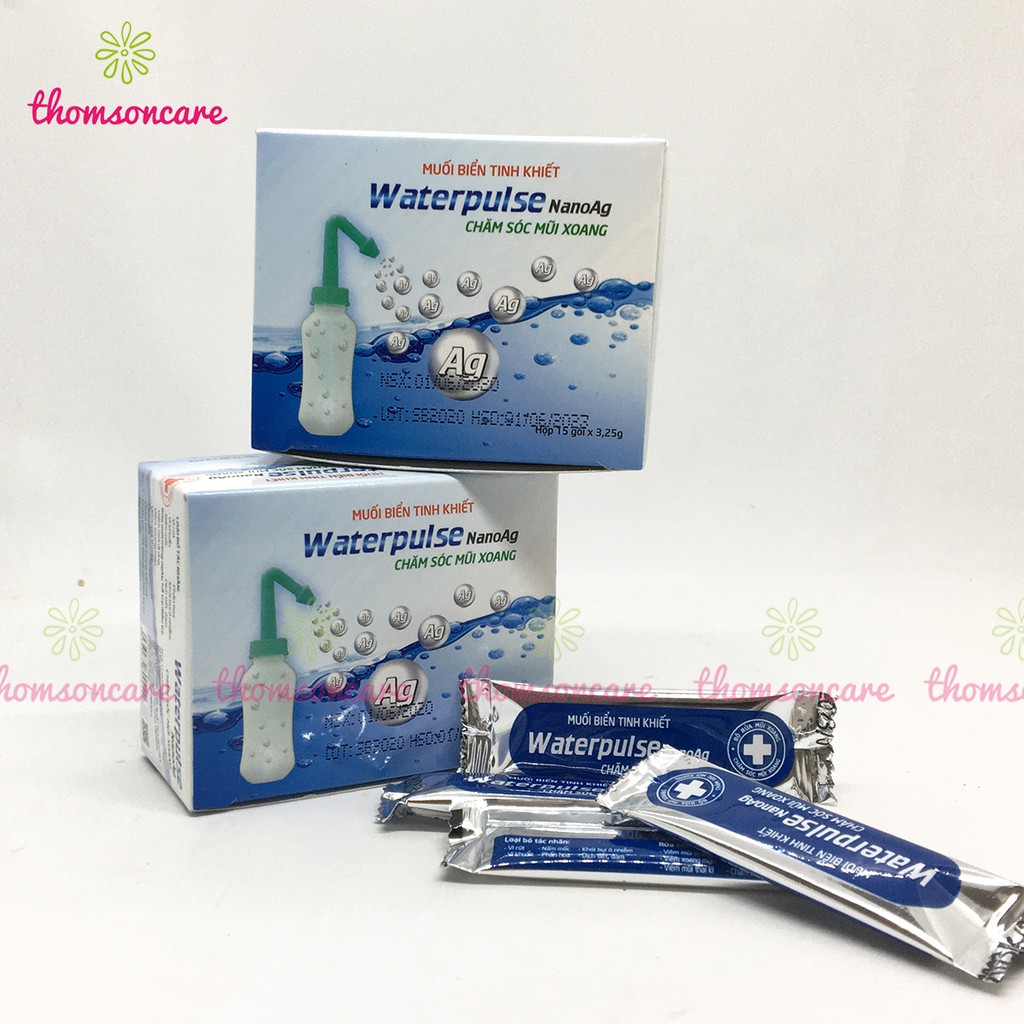 Gói muối biển nano Waterpulse Hộp 15 gói rửa mũi xoang, vệ sinh mũi từ thiên nhiên Water Pulse