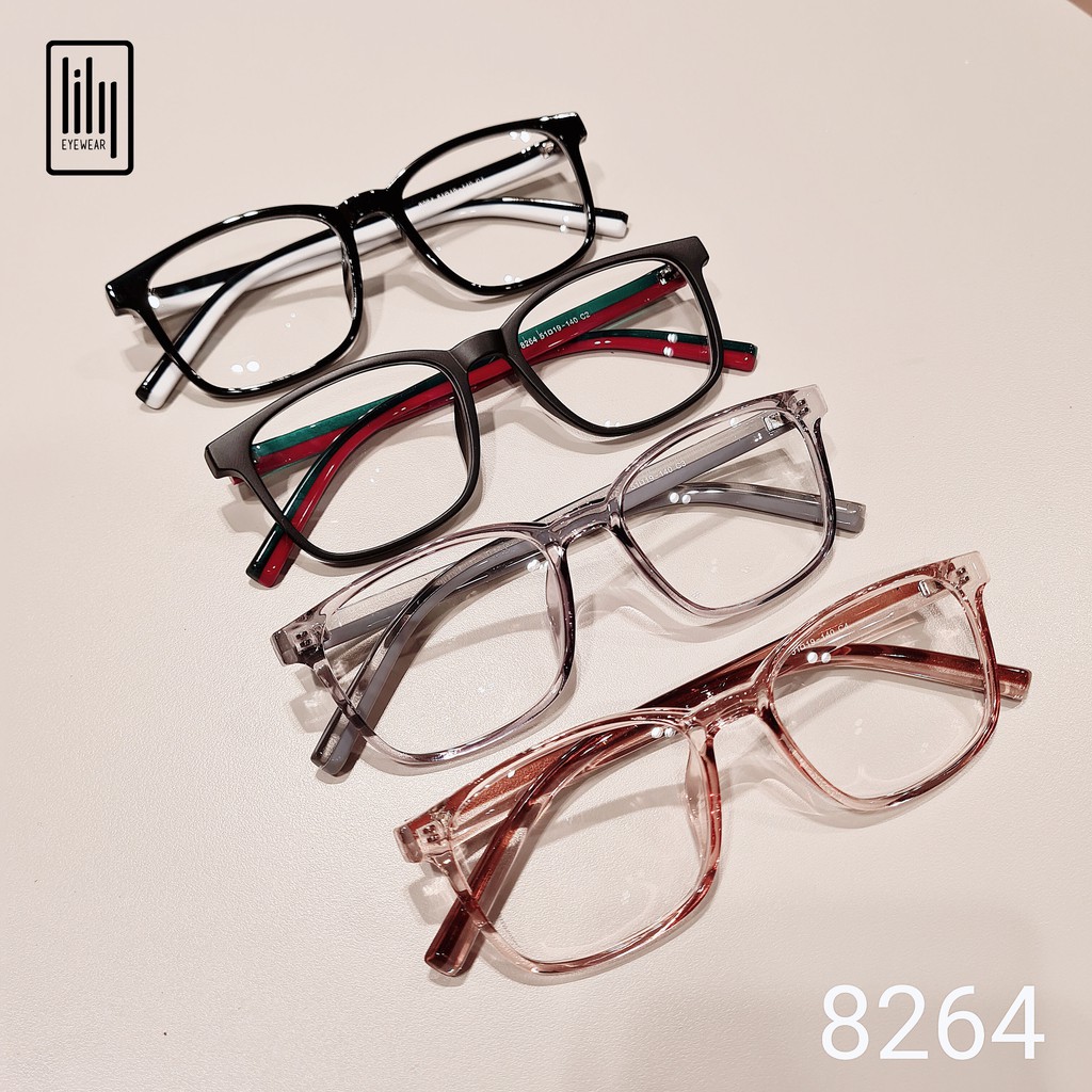 Gọng kính mắt nam nữ Lilyeyewear mắt vuông chất liệu nhựa dày dặn chắc chắn dễ đeo thời trang 8264 | BigBuy360 - bigbuy360.vn