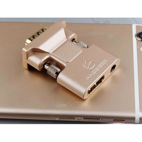 Đầu chuyển HDMI sang VGA chính hãng Hagibis hỗ trợ Audio (Vỏ hợp kim cao cấp)