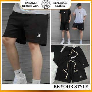 Quần short nỉ cotton YC đen, quần short thể thao dây rút thời trang cao cấp - Gin Store