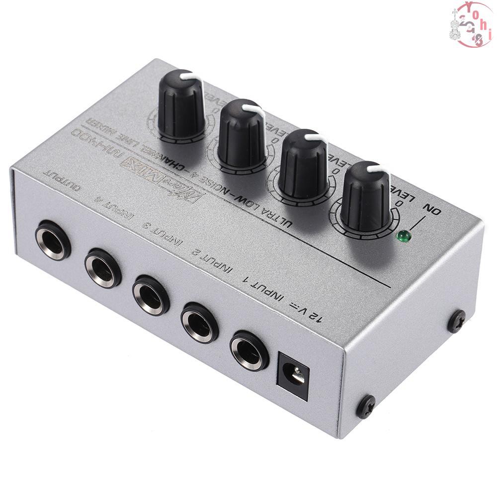♫ MX400 Ultra-compact Low Noise 4 Channels Line Mono Audio Mixer with Power Adapter