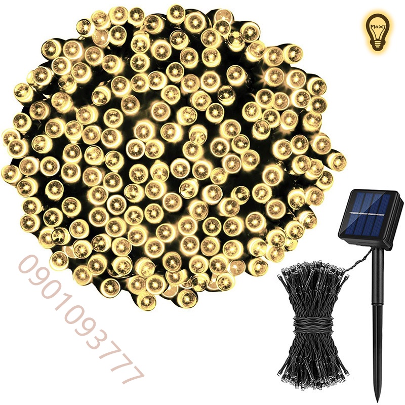 Dây Đèn LED 12M 100LED /22M 200LED  Sử Dụng Năng Lượng Mặt Trời Trang Trí Giáng Sinh , ban công ngoài trời