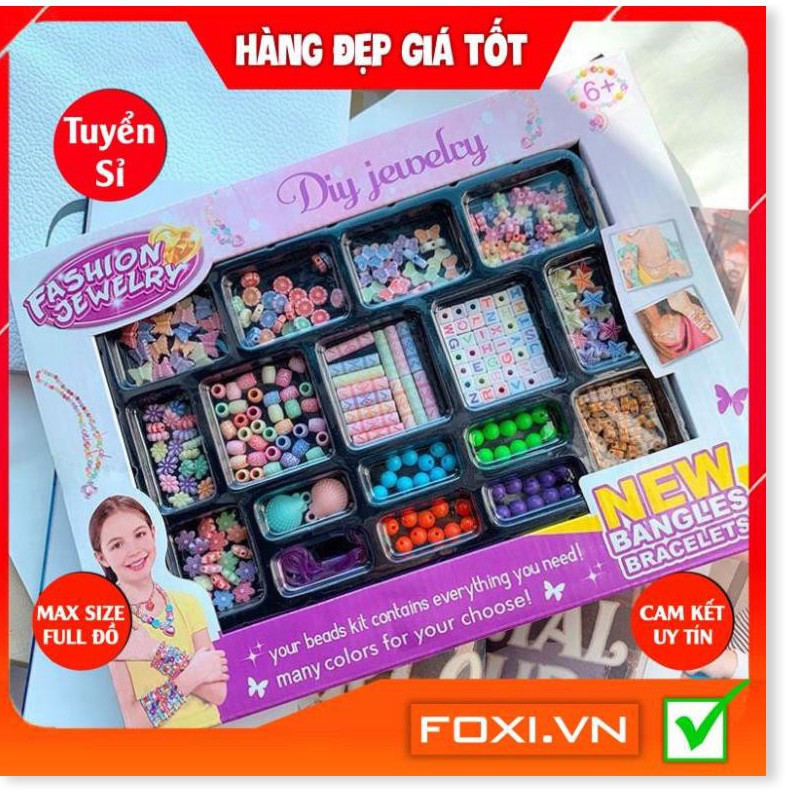 Bộ xâu hạt làm trang sức vòng tay- vòng cổ thủ công-nhiều mẫu cho bé gái-Bé thỏa sức sáng tạo