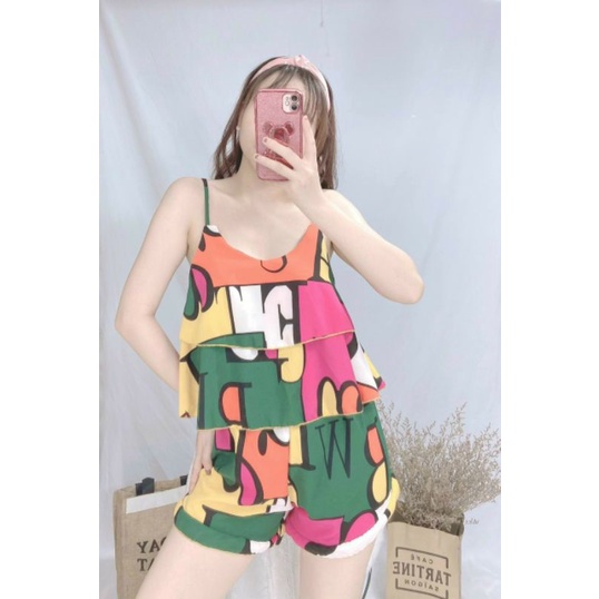 Đồ Bộ Lụa Nữ Mặc Nhà Phối Tầng Nhiều Màu