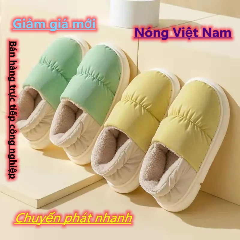 Giày cotton phối nhung dày dặn mùa đông đế dày chống trượt độn chiều cao cho nam và nữ mang trong nhà và ngoài trời