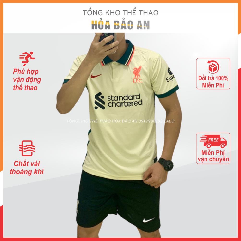Áo Bóng Đá Liver - Set Bộ Quần Áo Đá banh Dài tay CLB Liverpool Màu Vàng kem - Vải gai thái chuẩn áo thi đấu !