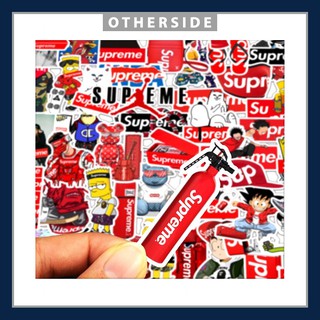 Set 50 miếng sticker dán supreme chống nước dán nón bảo hiểm, laptop, vali, tủ, bàn học, xe máy