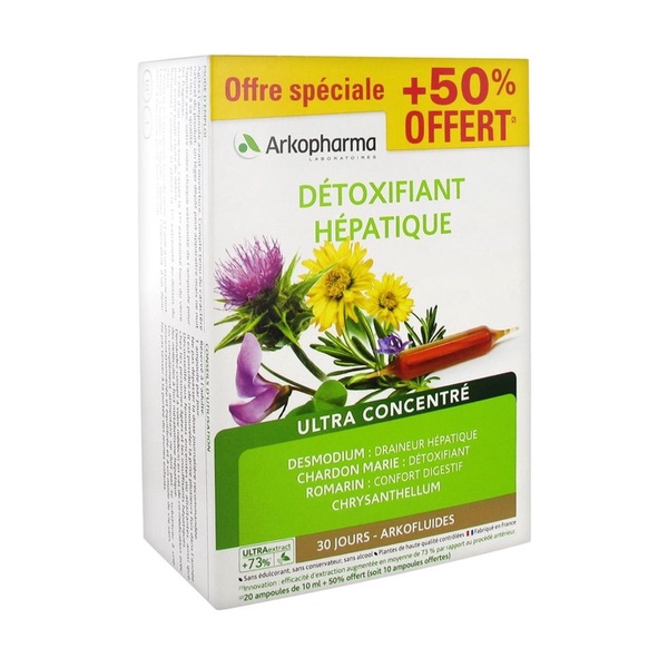 Thải Độc Gan Detox Cơ Thể Arkopharma- Pháp 30 ống