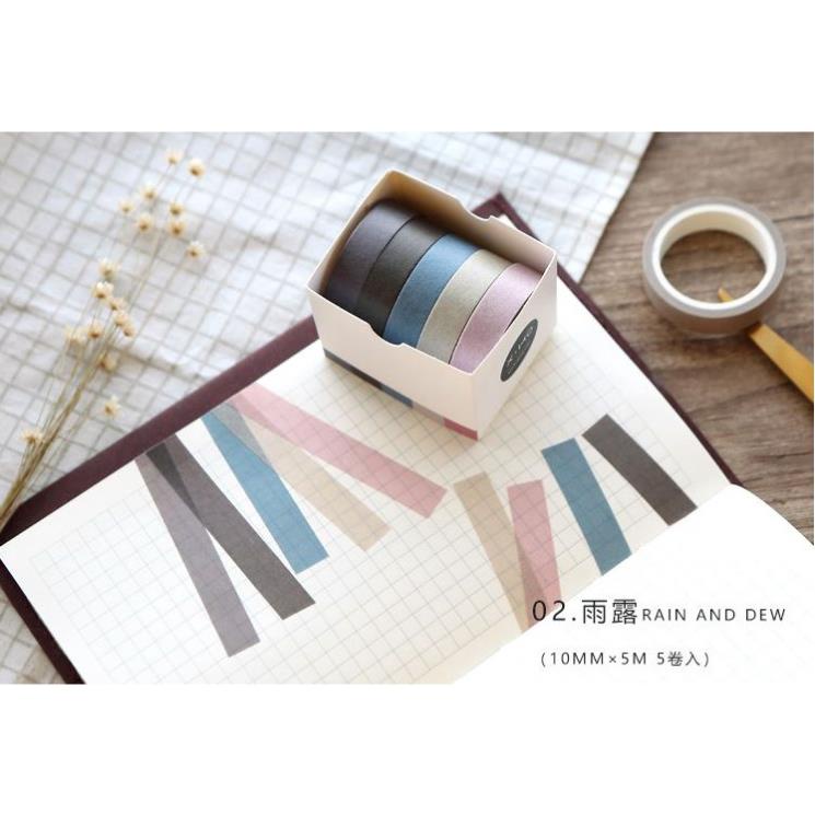 Bộ 5 Cuộn Băng Dính Washi Flowertree Dùng Để Trang Trí E135