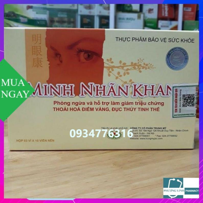 Minh Nhãn Khang thoái hóa điểm vàng và đục thủy tinh thể, hộp 30 viên
